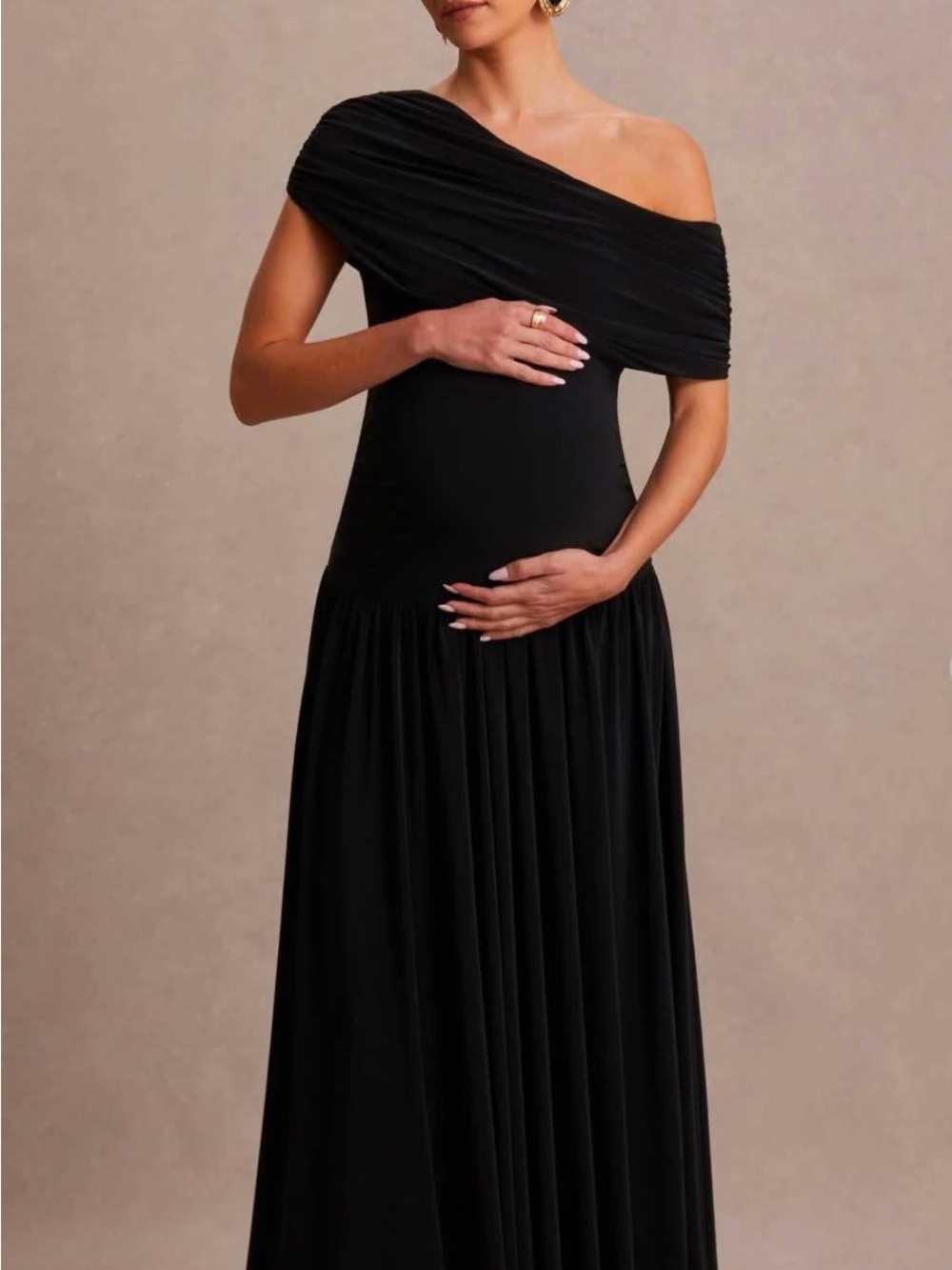Club L London Noah Black Maternity Maxi Dress | Size 6